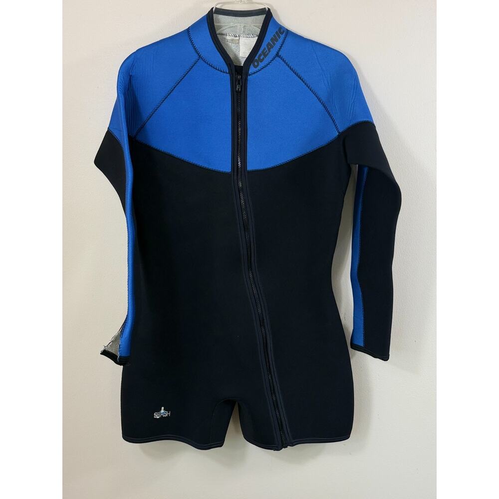Oceanic Stash Black Blue Neoprene Shorty Wetsuit Large Scuba Dive Surf